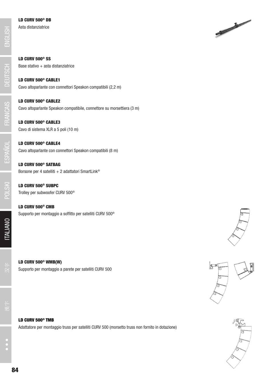 LD Systems CURV 500 AVS Portable Array System AV Set with Speaker Cables (Black) User Manual | Page 84 / 120