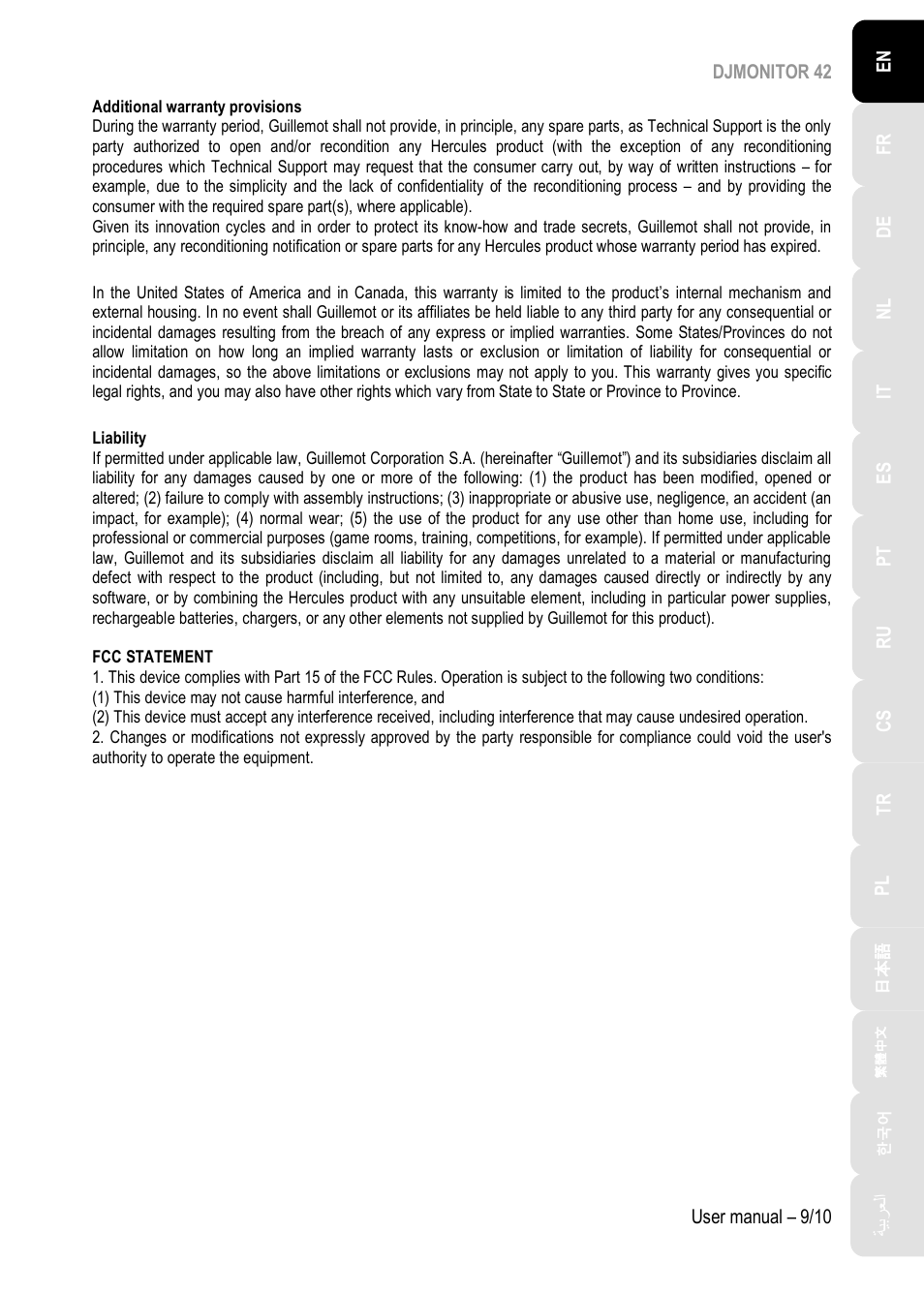 Hercules DJMonitor 42 - 4" Active Multimedia Speakers (Pair) User Manual | Page 10 / 199