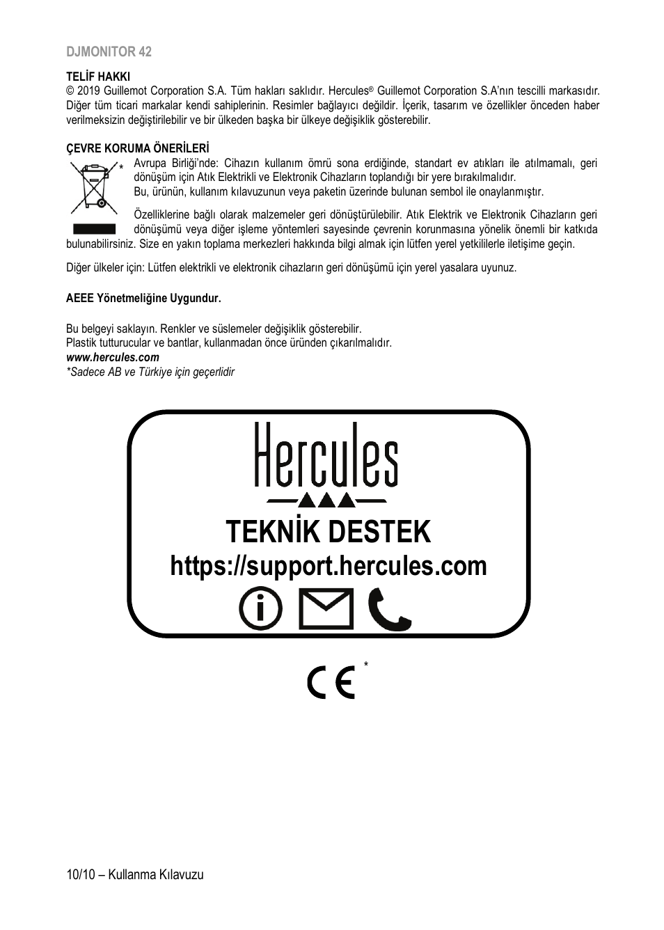 Tekni̇k destek | Hercules DJMonitor 42 - 4" Active Multimedia Speakers (Pair) User Manual | Page 101 / 199