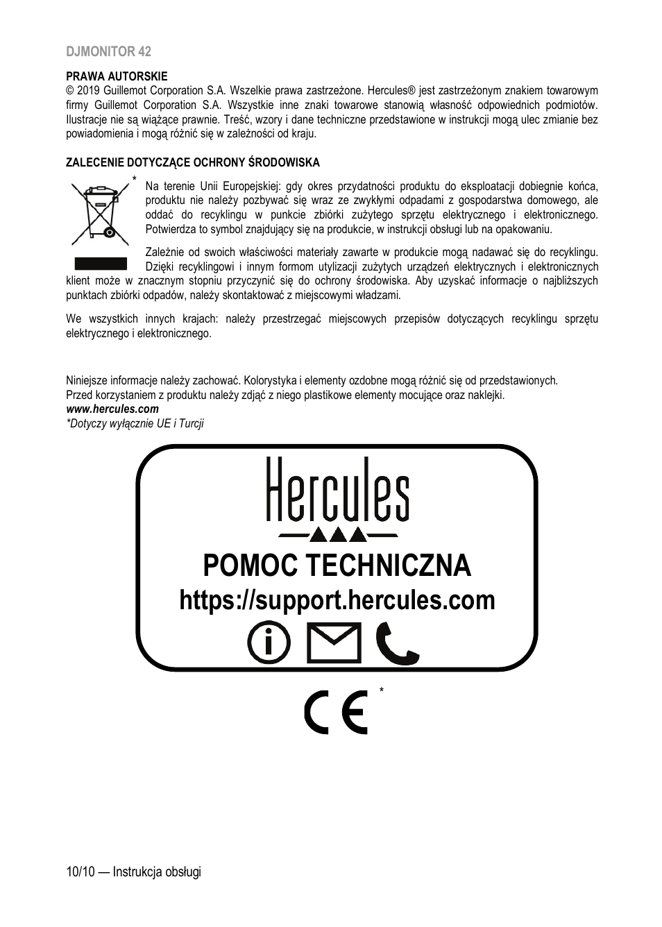 Pomoc techniczna | Hercules DJMonitor 42 - 4" Active Multimedia Speakers (Pair) User Manual | Page 111 / 199