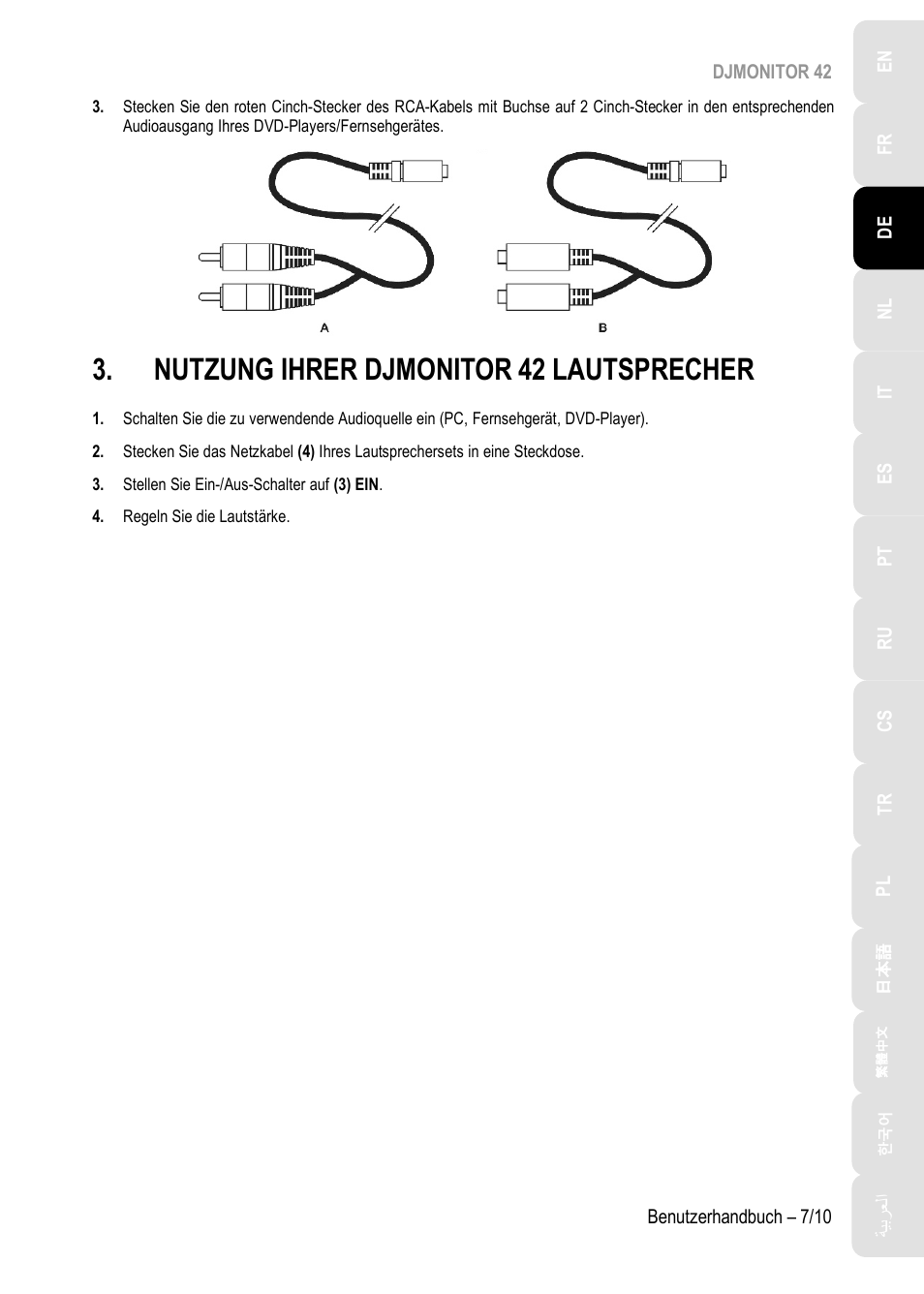 Nutzung ihrer djmonitor 42 lautsprecher | Hercules DJMonitor 42 - 4" Active Multimedia Speakers (Pair) User Manual | Page 28 / 199