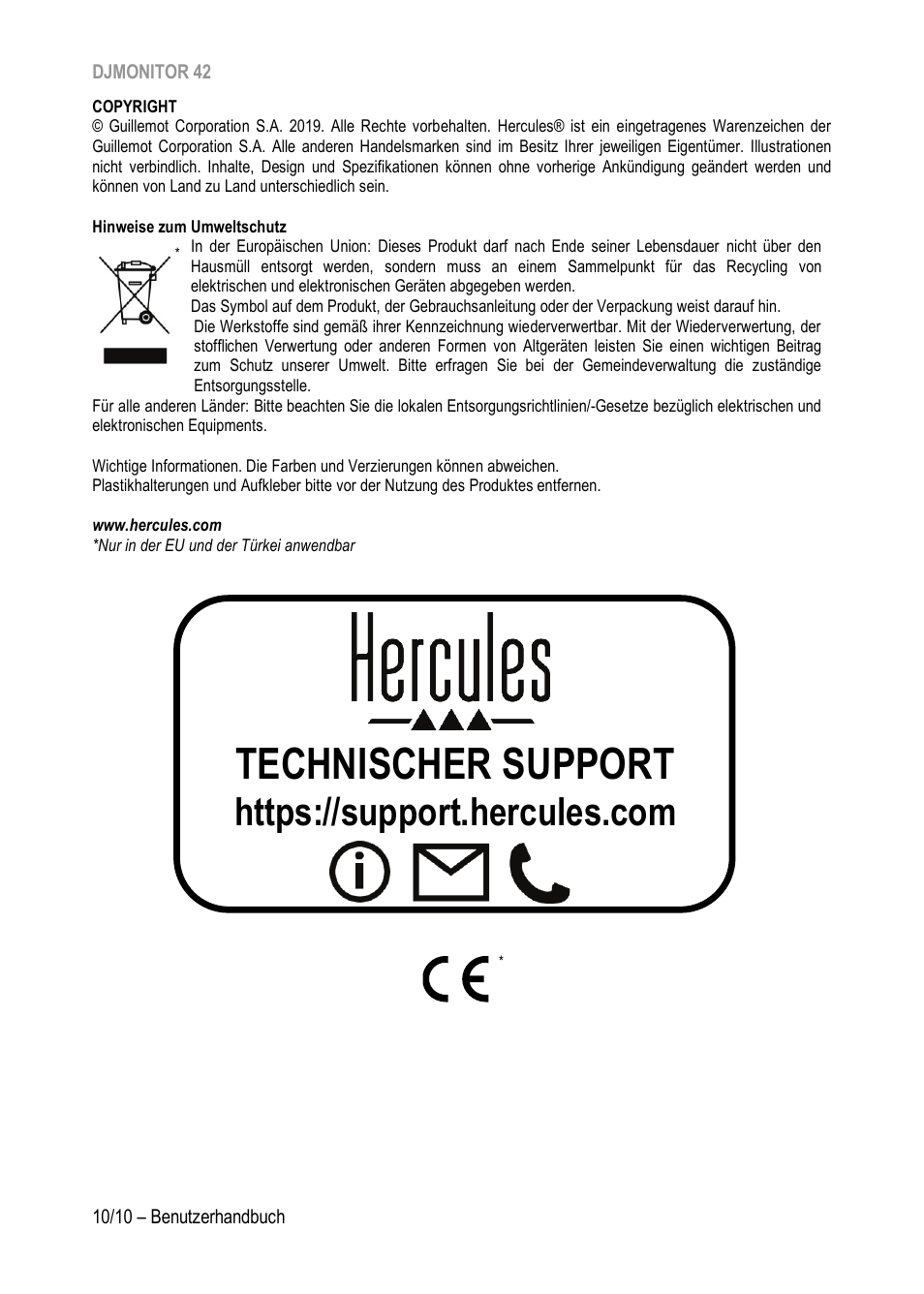Technischer support | Hercules DJMonitor 42 - 4" Active Multimedia Speakers (Pair) User Manual | Page 31 / 199