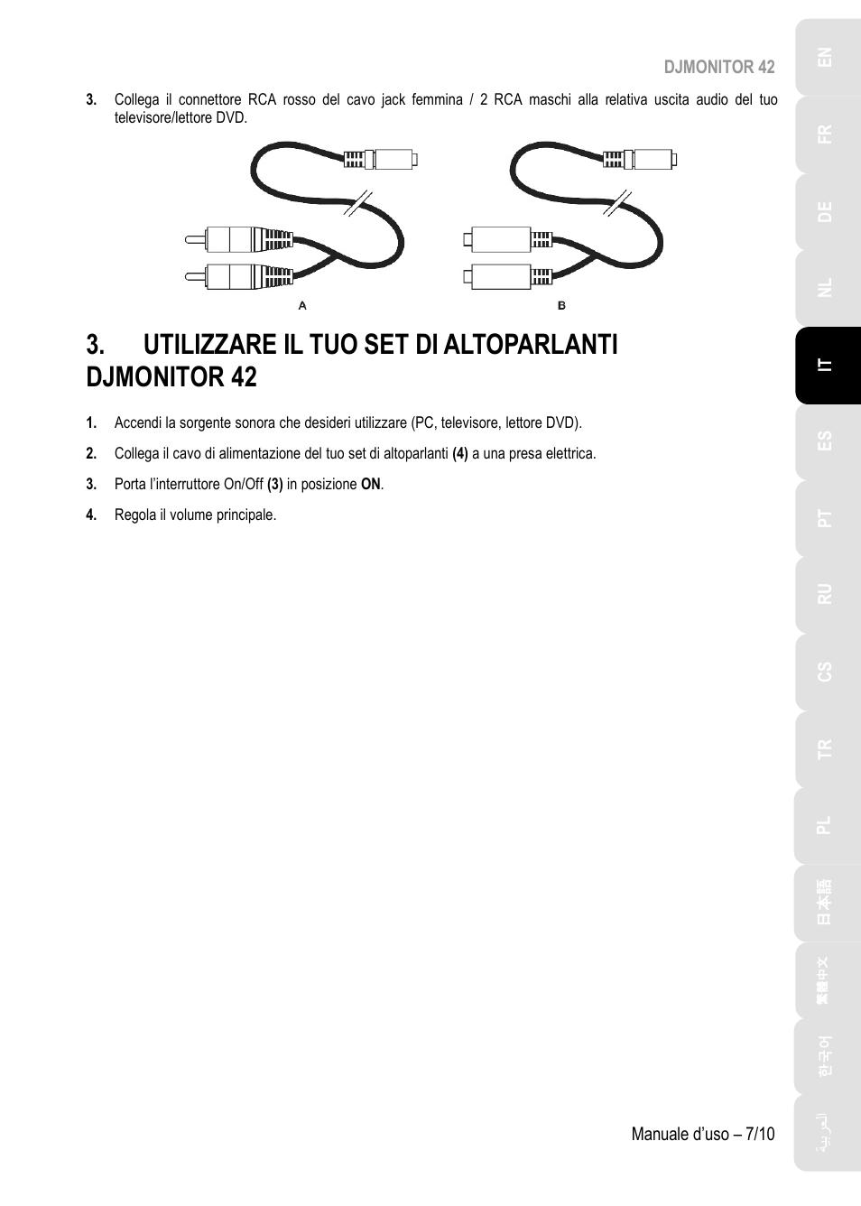 Utilizzare il tuo set di altoparlanti djmonitor 42 | Hercules DJMonitor 42 - 4" Active Multimedia Speakers (Pair) User Manual | Page 48 / 199
