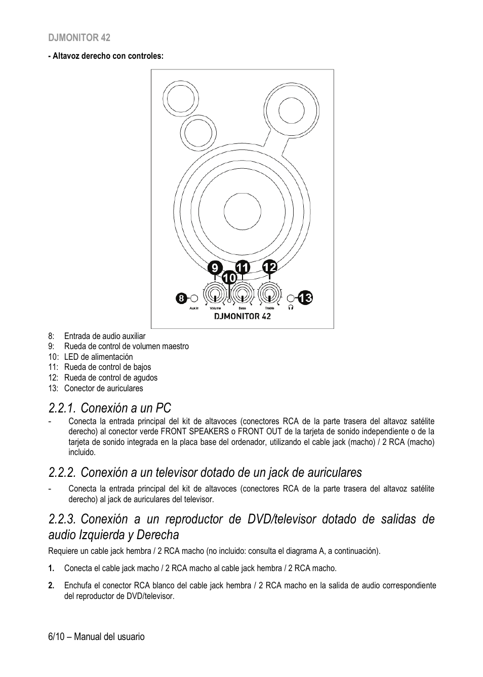 Conexión a un pc, Y derecha | Hercules DJMonitor 42 - 4" Active Multimedia Speakers (Pair) User Manual | Page 57 / 199
