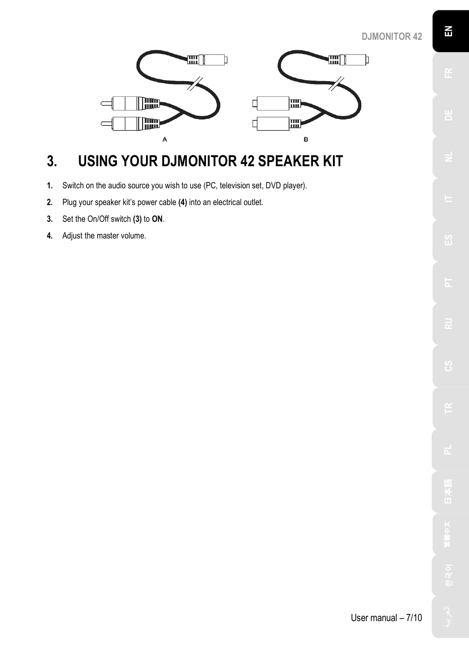 Using your djmonitor 42 speaker kit | Hercules DJMonitor 42 - 4" Active Multimedia Speakers (Pair) User Manual | Page 8 / 199