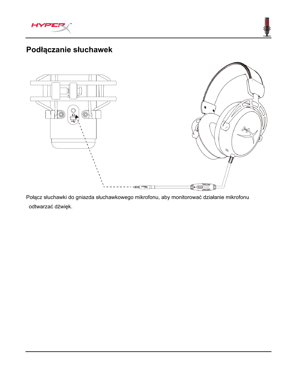 Podłączanie słuchawek | HyperX QuadCast USB Condenser Microphone User Manual | Page 109 / 241