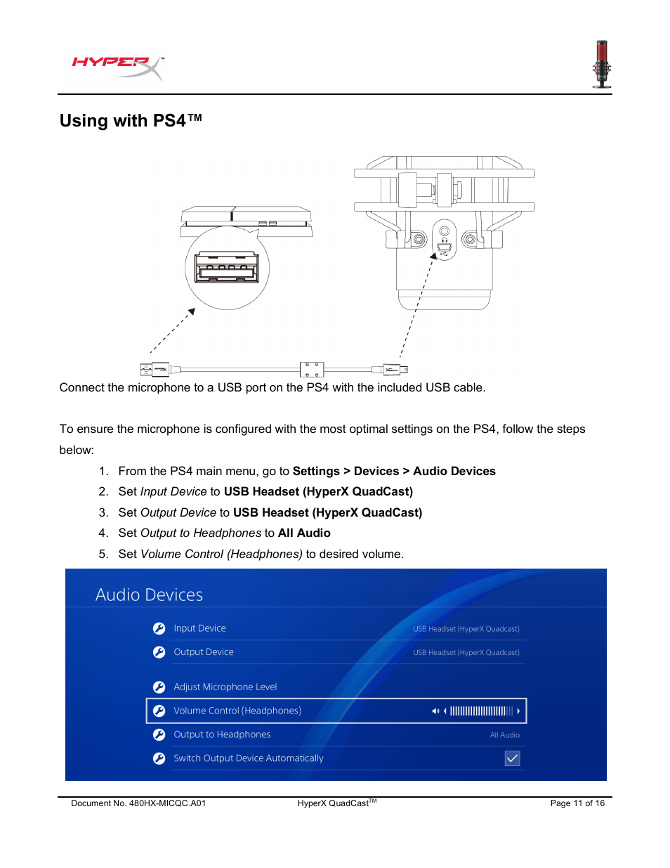 Using with ps4 | HyperX QuadCast USB Condenser Microphone User Manual | Page 12 / 241