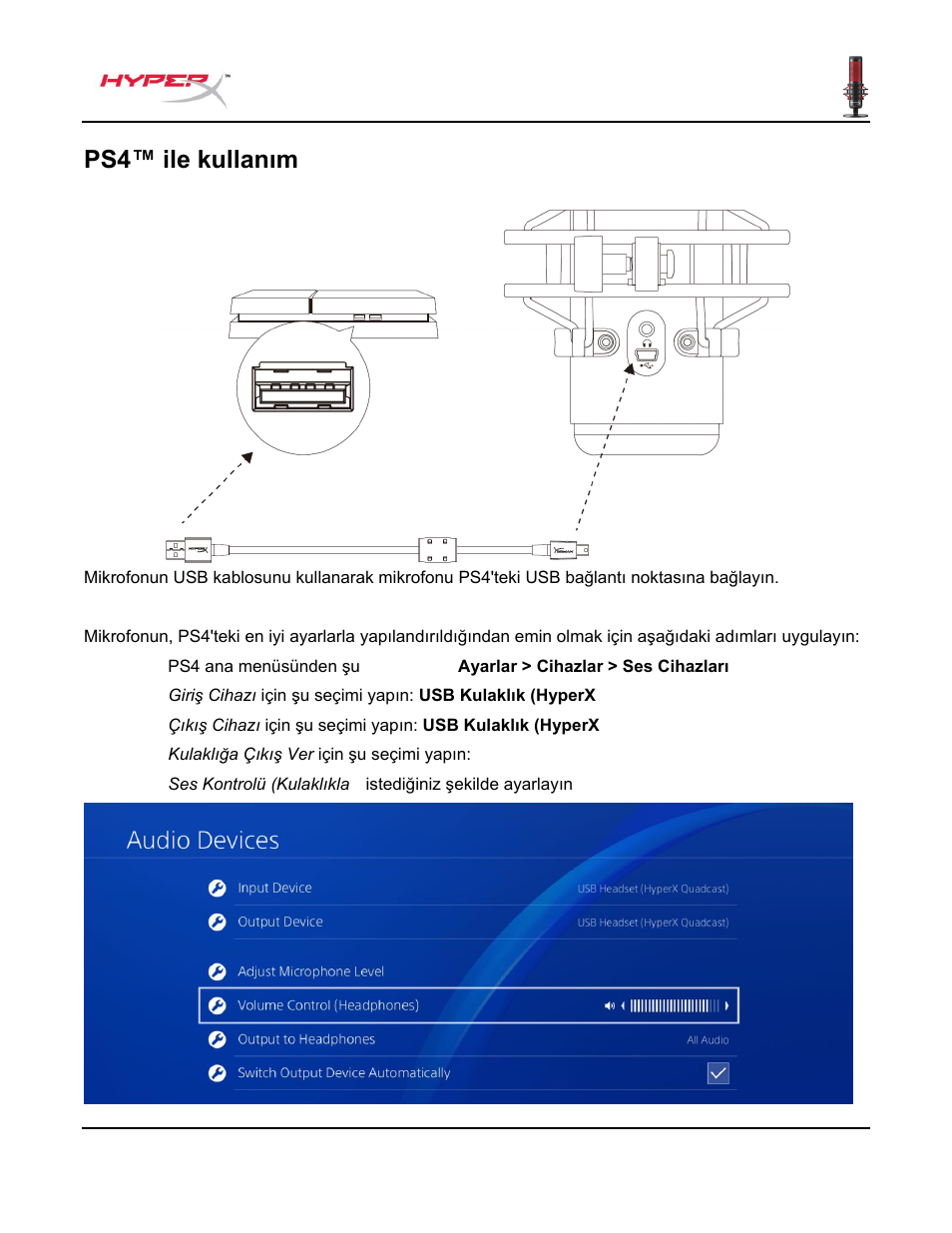 Ps4™ ile kullanım | HyperX QuadCast USB Condenser Microphone User Manual | Page 140 / 241