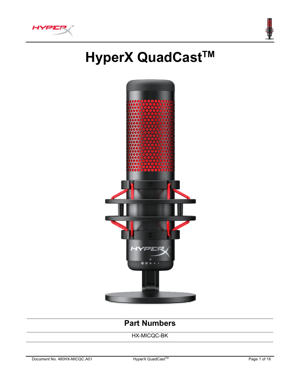 For instructions in english, Hyperx quadcast, Part numbers | HyperX QuadCast USB Condenser Microphone User Manual | Page 2 / 241