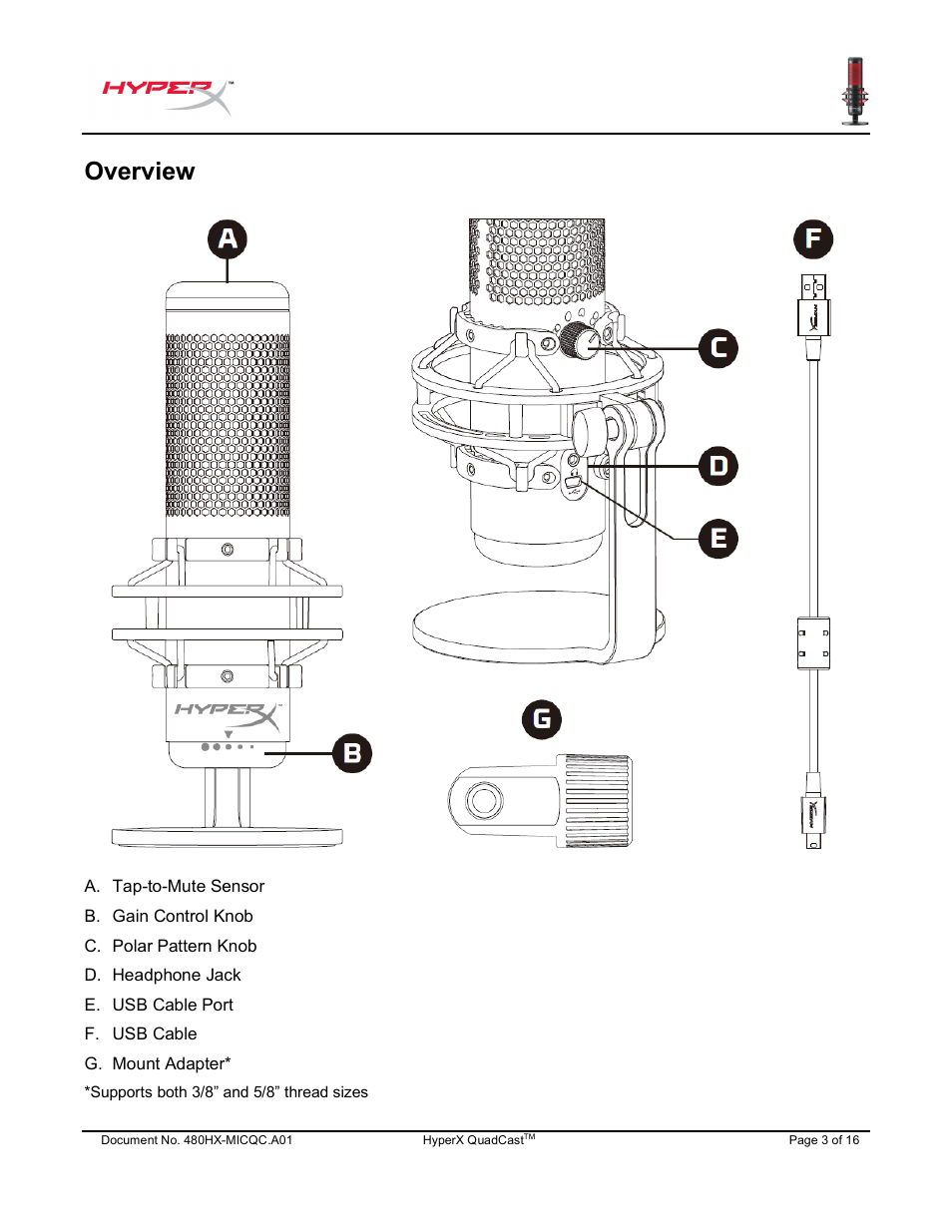 Overview | HyperX QuadCast USB Condenser Microphone User Manual | Page 4 / 241