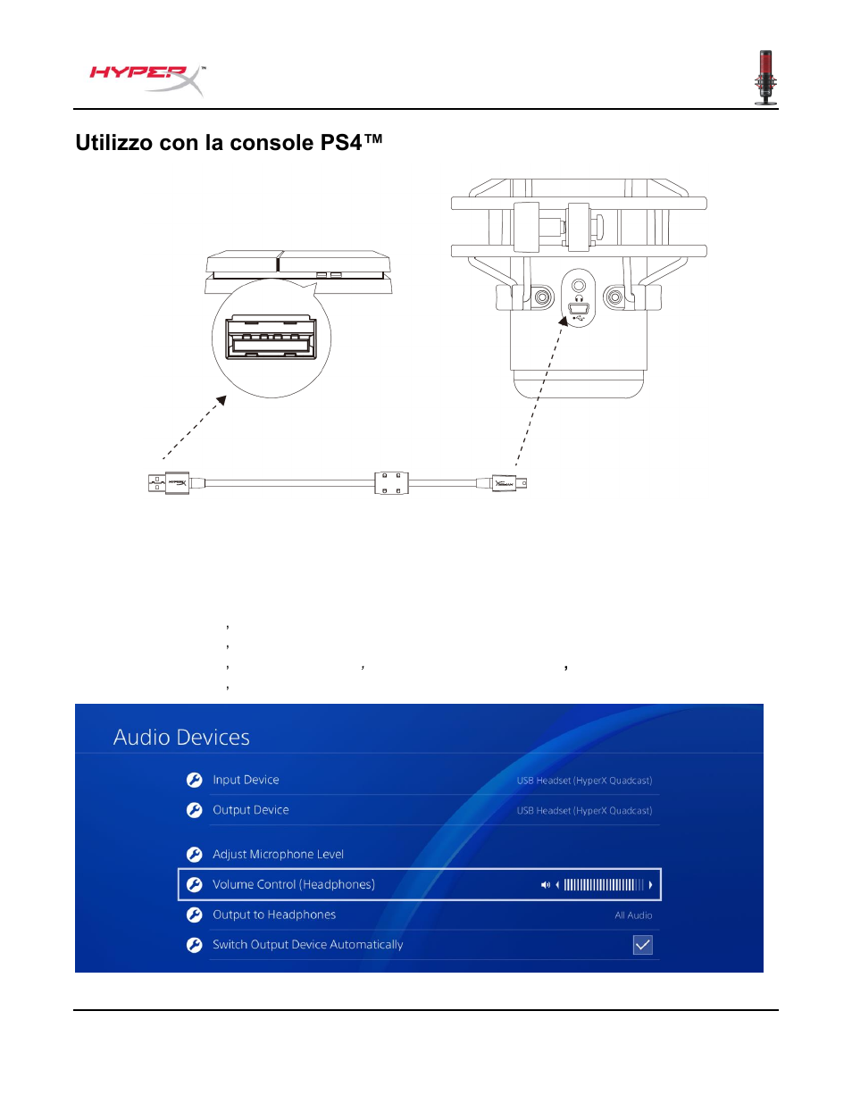 Utilizzo con la console ps4 | HyperX QuadCast USB Condenser Microphone User Manual | Page 76 / 241