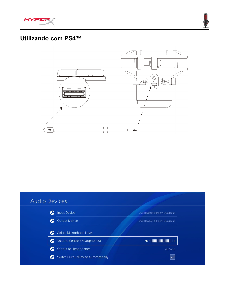 Utilizando com ps4 | HyperX QuadCast USB Condenser Microphone User Manual | Page 92 / 241