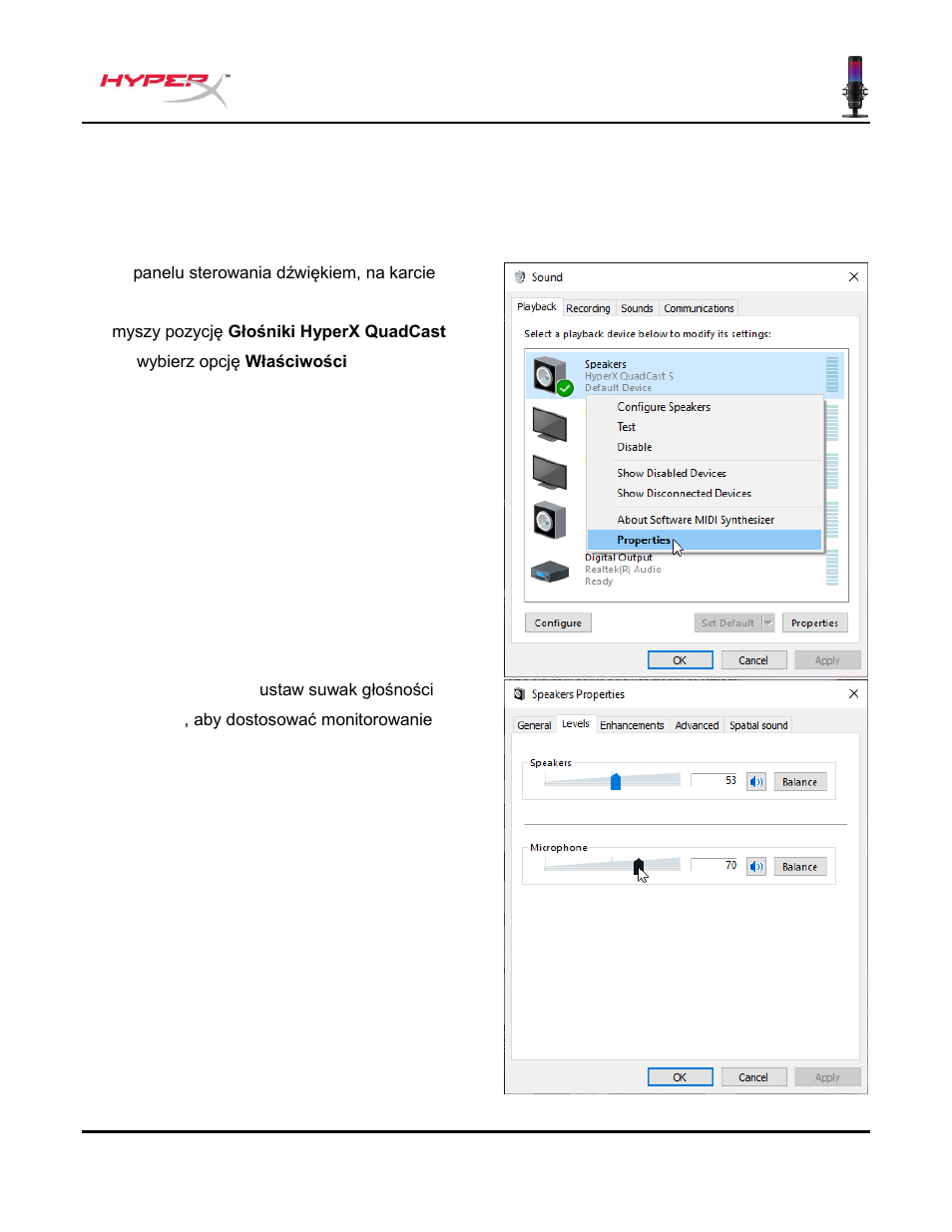 Sterowanie monitorowaniem mikrofonu | HyperX QuadCast S USB Condenser Microphone User Manual | Page 117 / 273