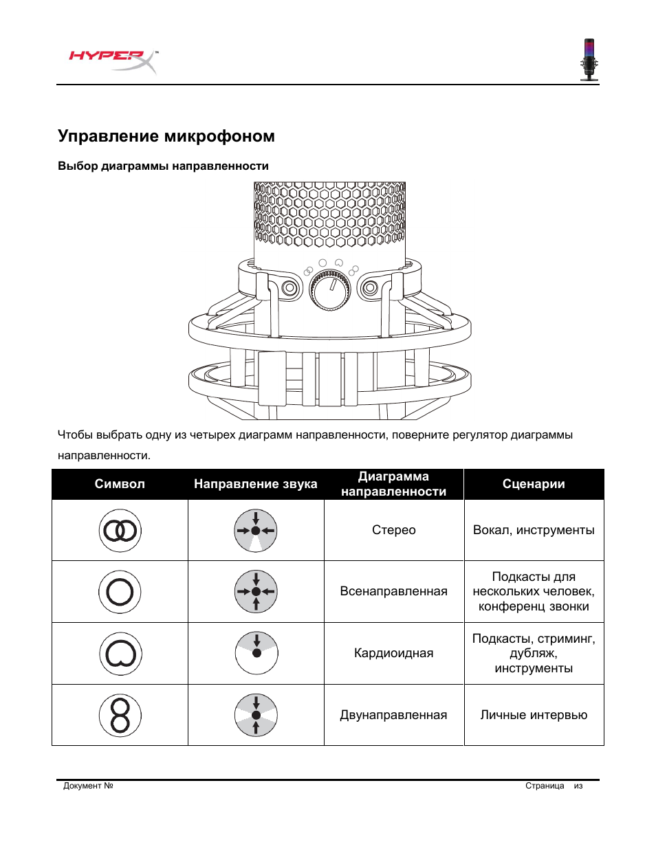 Управление микрофоном | HyperX QuadCast S USB Condenser Microphone User Manual | Page 125 / 273