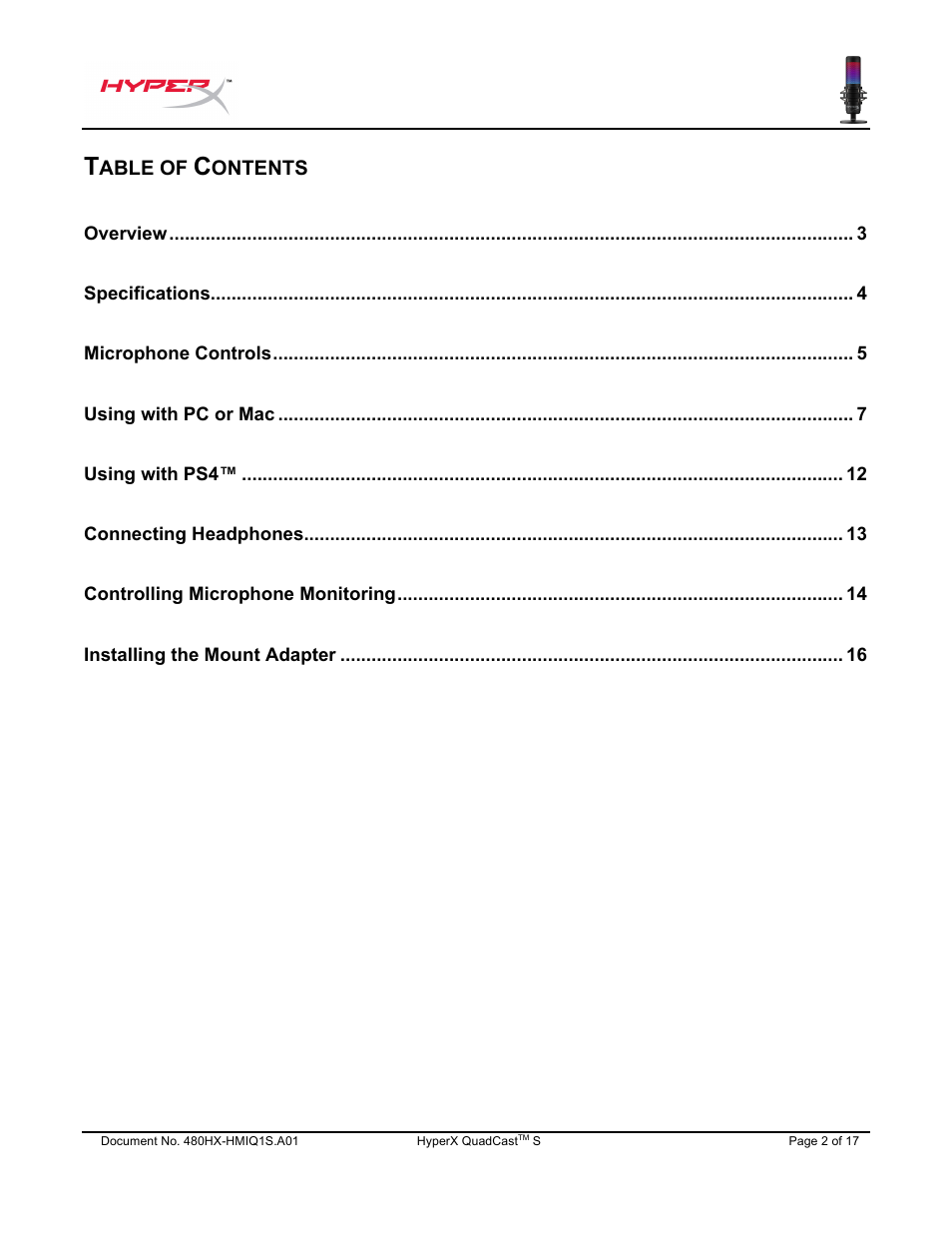 HyperX QuadCast S USB Condenser Microphone User Manual | Page 3 / 273