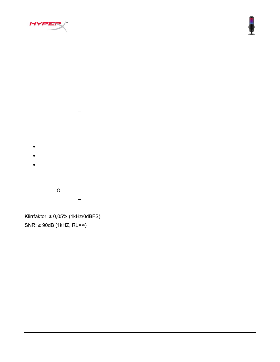 Spezifikationen | HyperX QuadCast S USB Condenser Microphone User Manual | Page 39 / 273