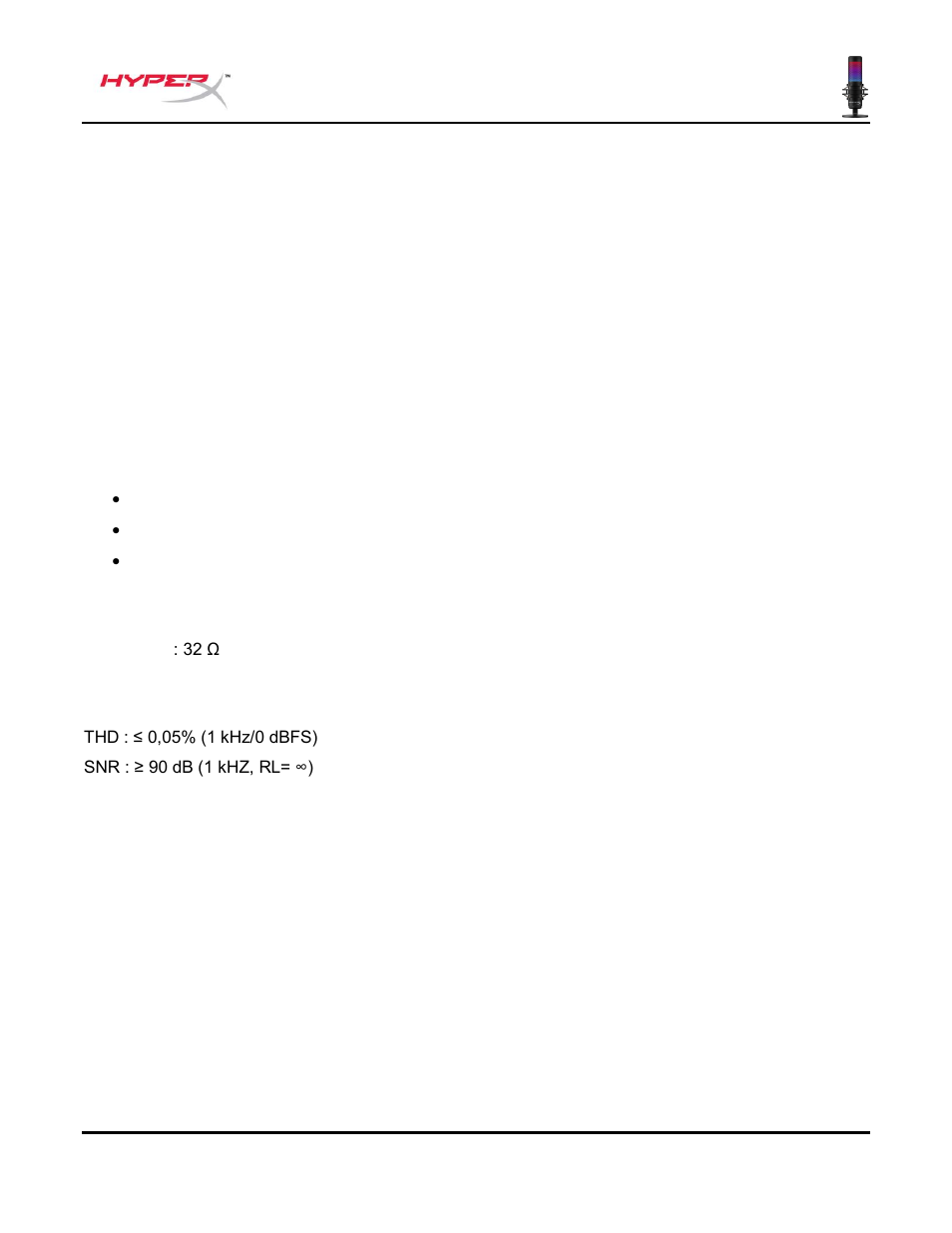 Spécifications | HyperX QuadCast S USB Condenser Microphone User Manual | Page 56 / 273