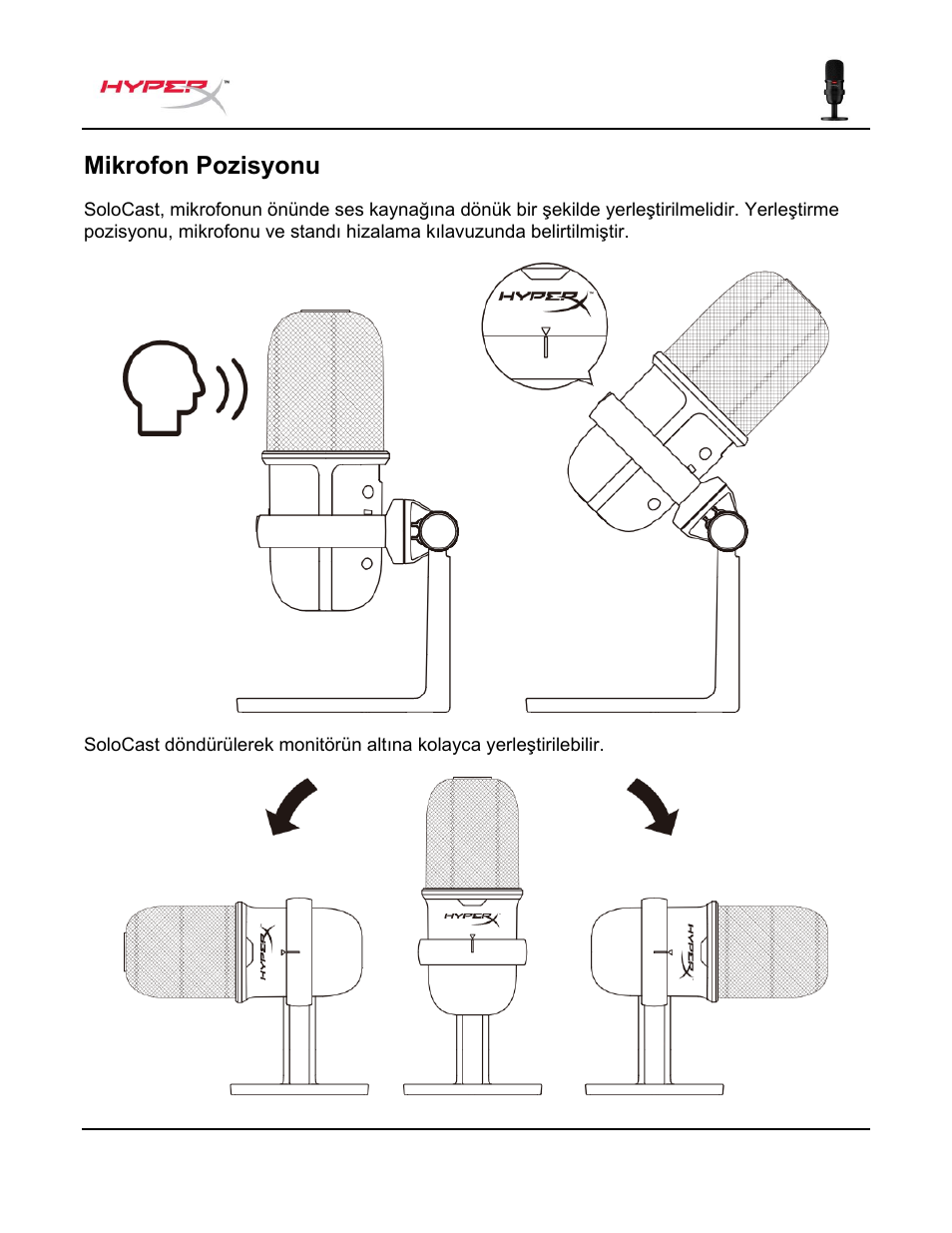 Mikrofon pozisyonu | HyperX SoloCast USB Condenser Microphone User Manual | Page 106 / 193