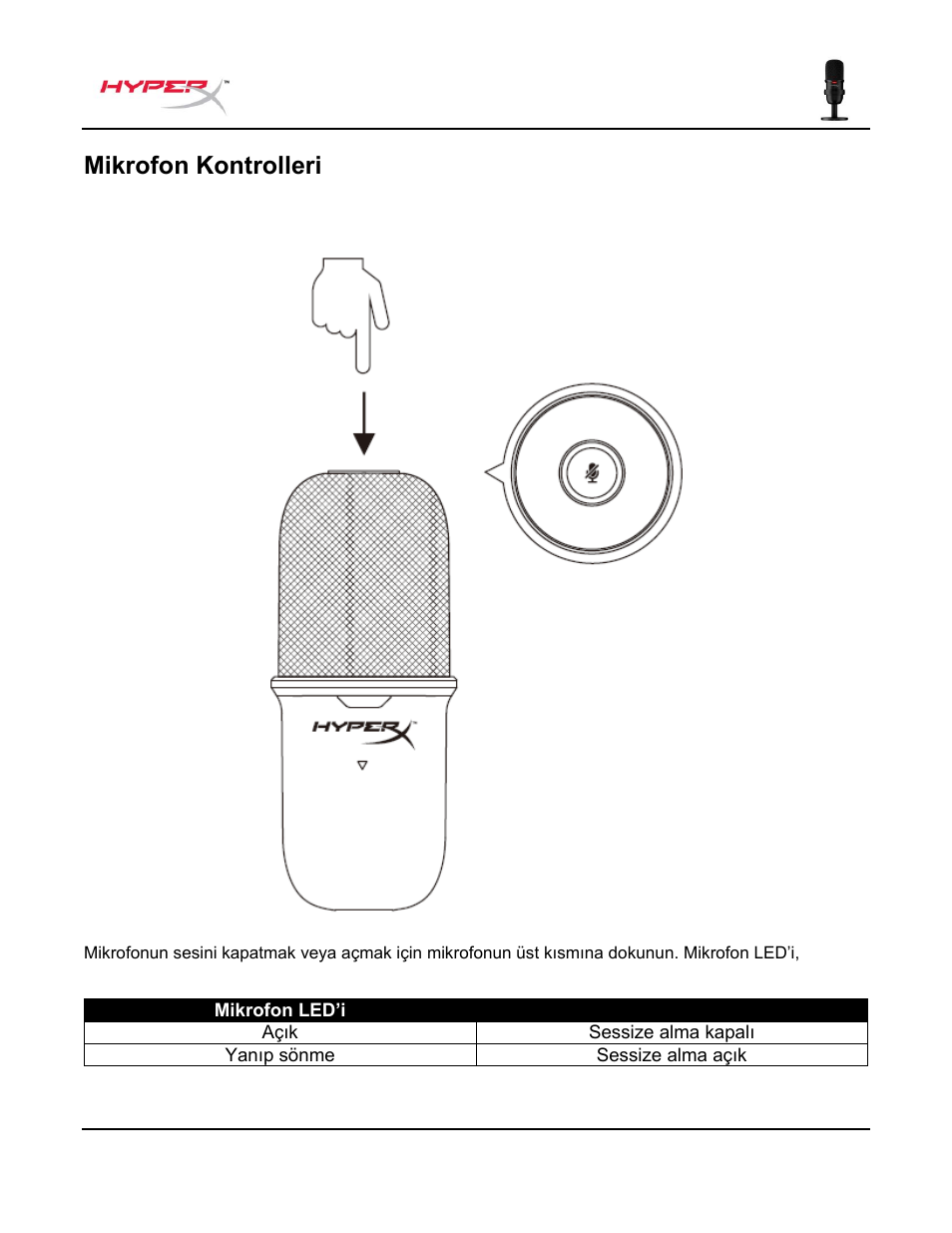 Mikrofon kontrolleri | HyperX SoloCast USB Condenser Microphone User Manual | Page 107 / 193