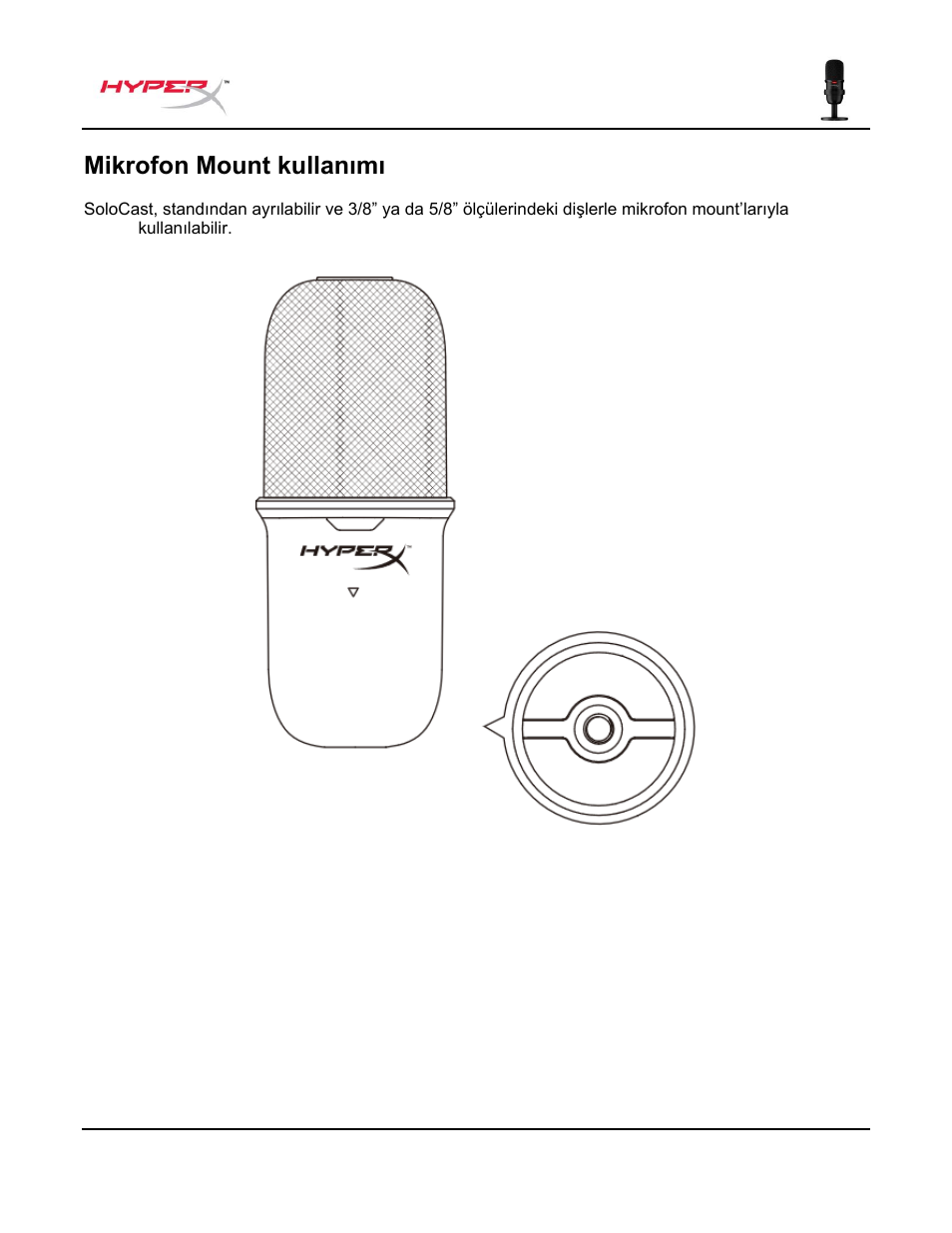 Mikrofon mount kullanımı | HyperX SoloCast USB Condenser Microphone User Manual | Page 108 / 193