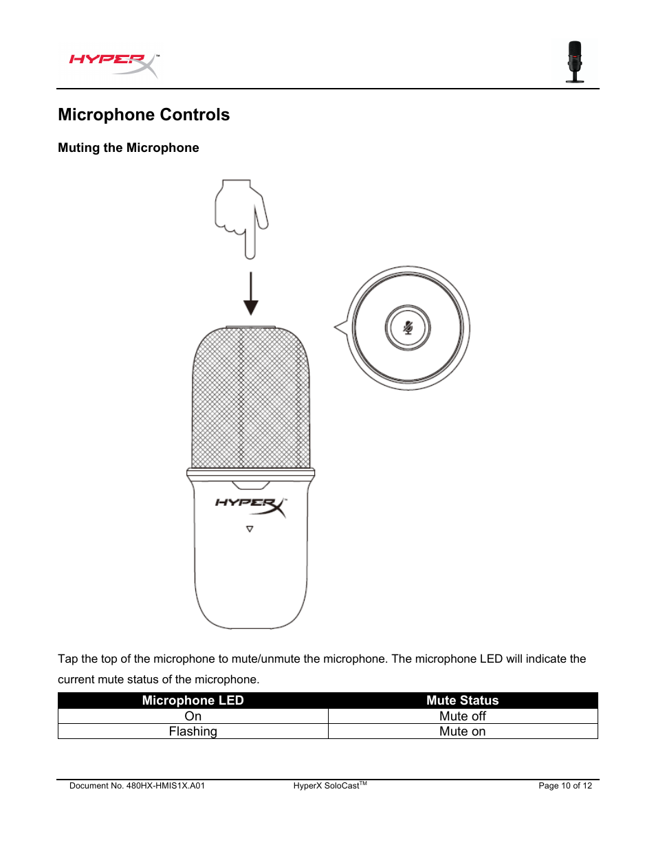 Microphone controls | HyperX SoloCast USB Condenser Microphone User Manual | Page 11 / 193
