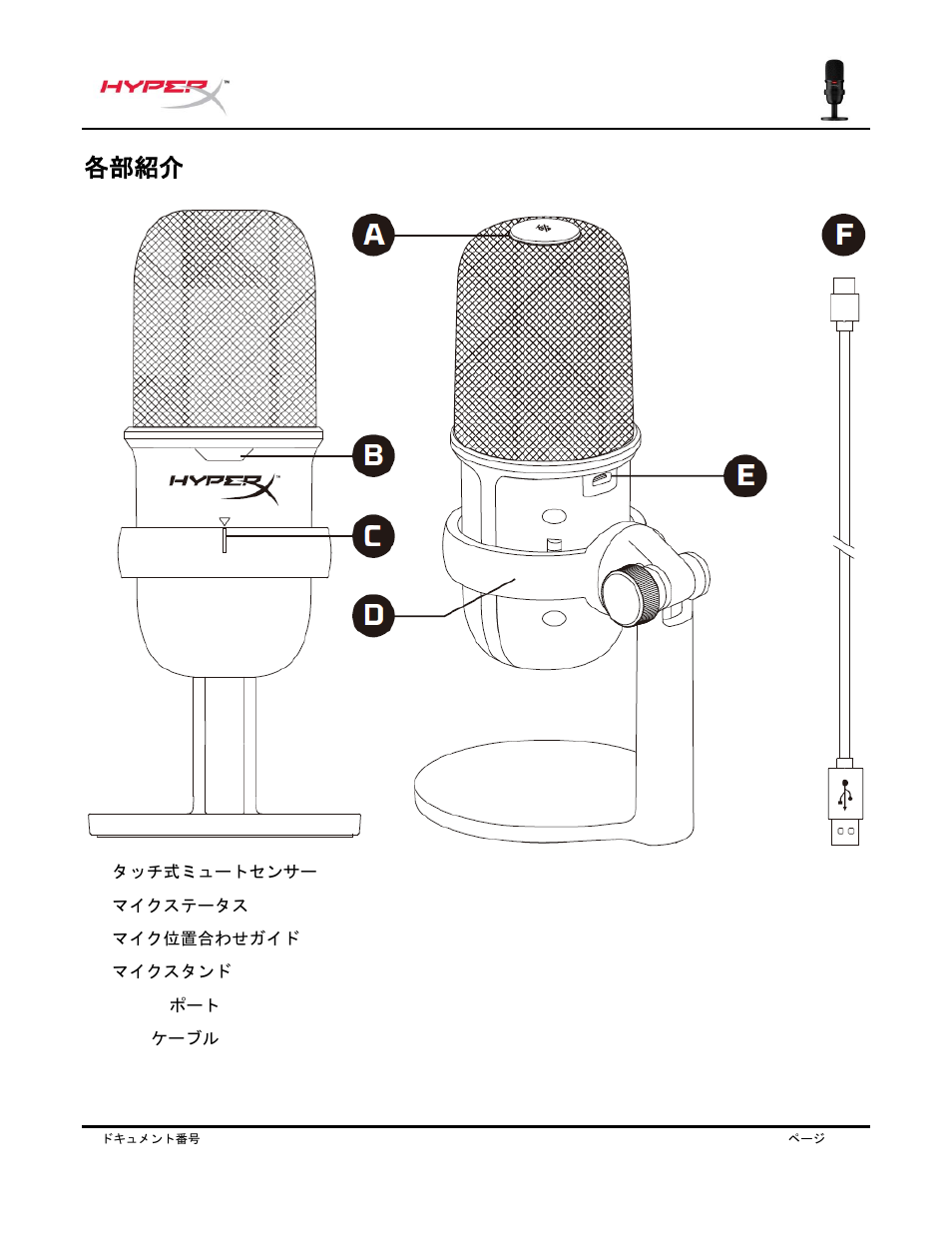 各部紹介 | HyperX SoloCast USB Condenser Microphone User Manual | Page 112 / 193