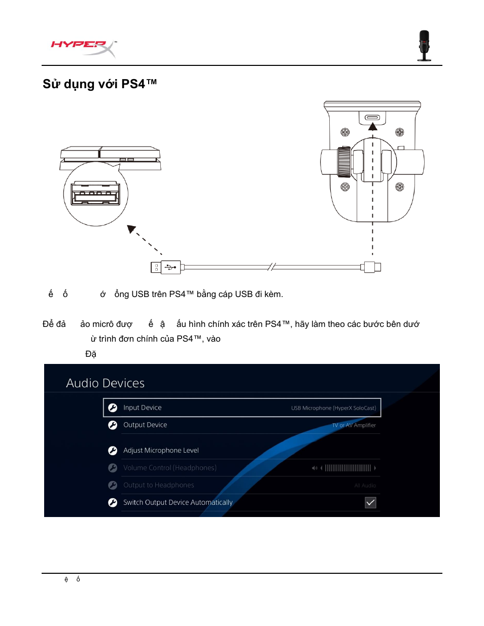 Ử dụng với ps4, Sử dụng với ps4 | HyperX SoloCast USB Condenser Microphone User Manual | Page 153 / 193