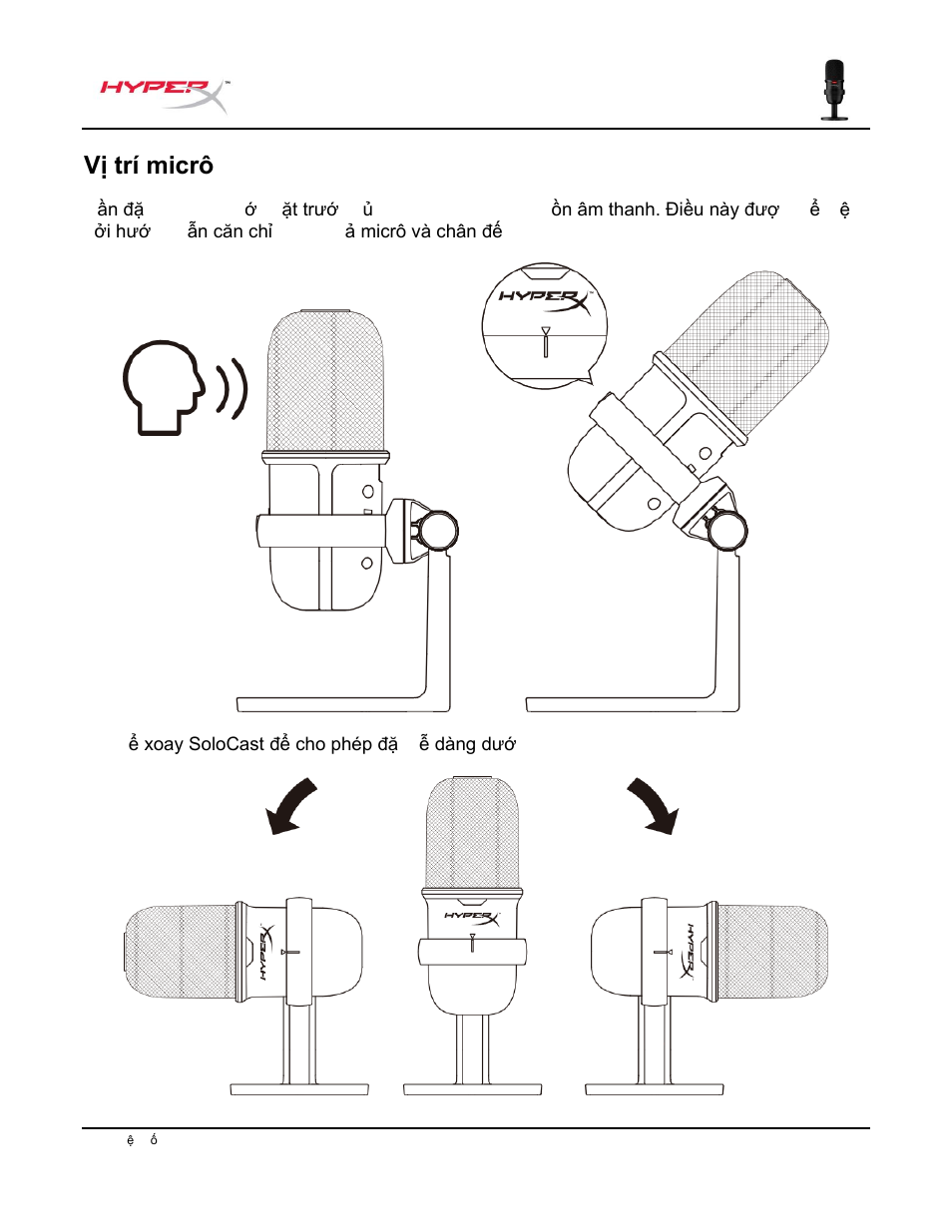 Ị trí micrô, Vị trí micrô | HyperX SoloCast USB Condenser Microphone User Manual | Page 154 / 193