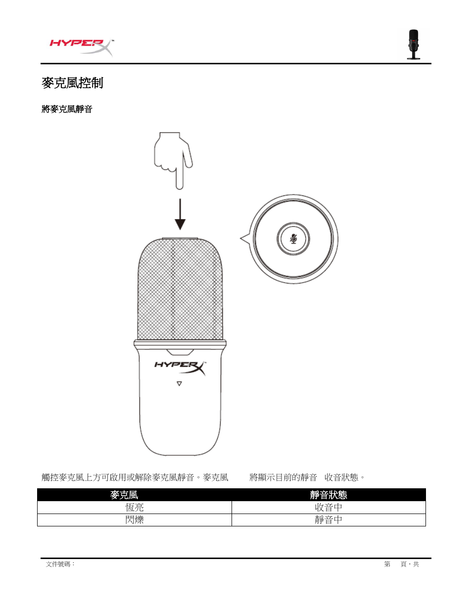 麥克風控制 | HyperX SoloCast USB Condenser Microphone User Manual | Page 179 / 193