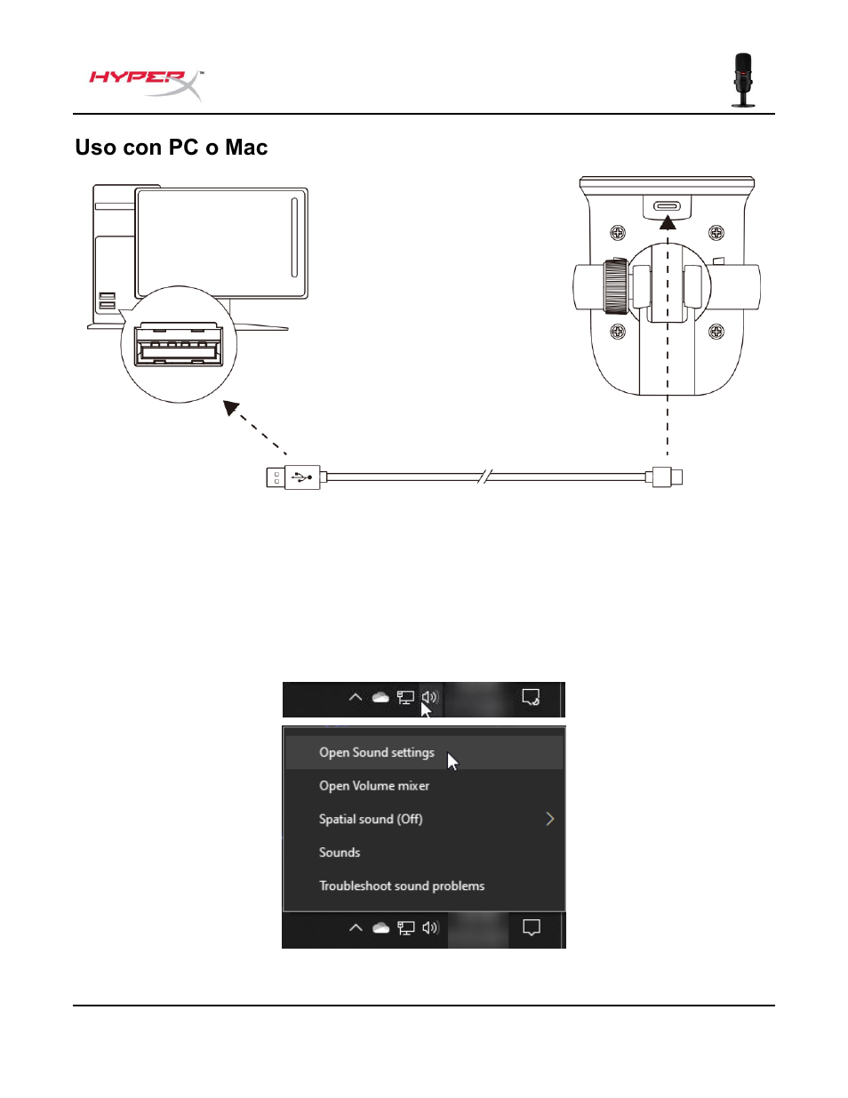 Uso con pc o mac | HyperX SoloCast USB Condenser Microphone User Manual | Page 18 / 193