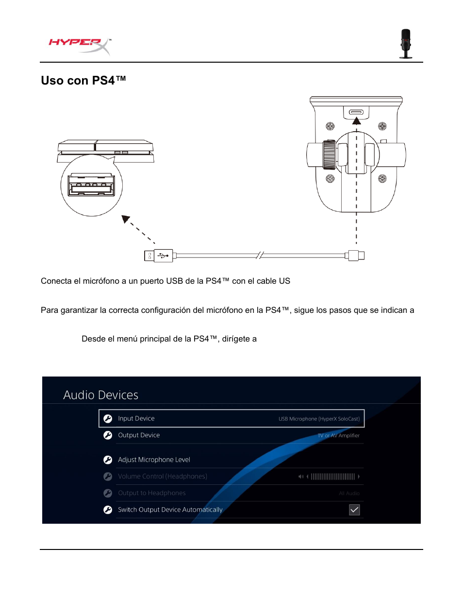 Uso con ps4 | HyperX SoloCast USB Condenser Microphone User Manual | Page 21 / 193