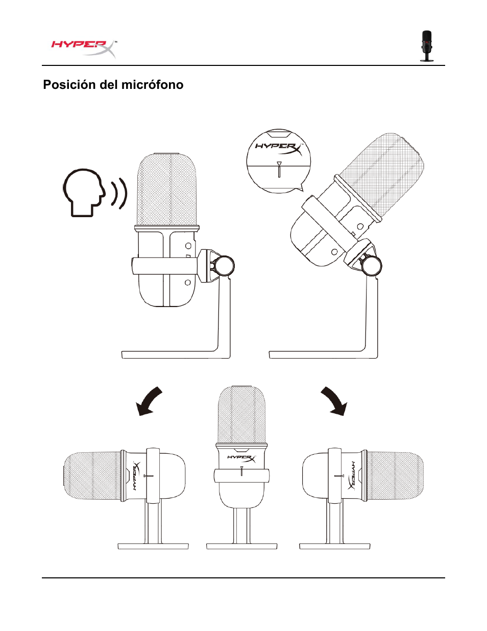Posición del micrófono | HyperX SoloCast USB Condenser Microphone User Manual | Page 22 / 193