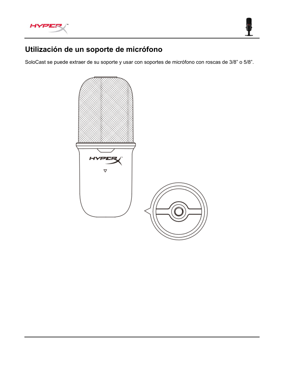 Utilización de un soporte de micrófono | HyperX SoloCast USB Condenser Microphone User Manual | Page 24 / 193