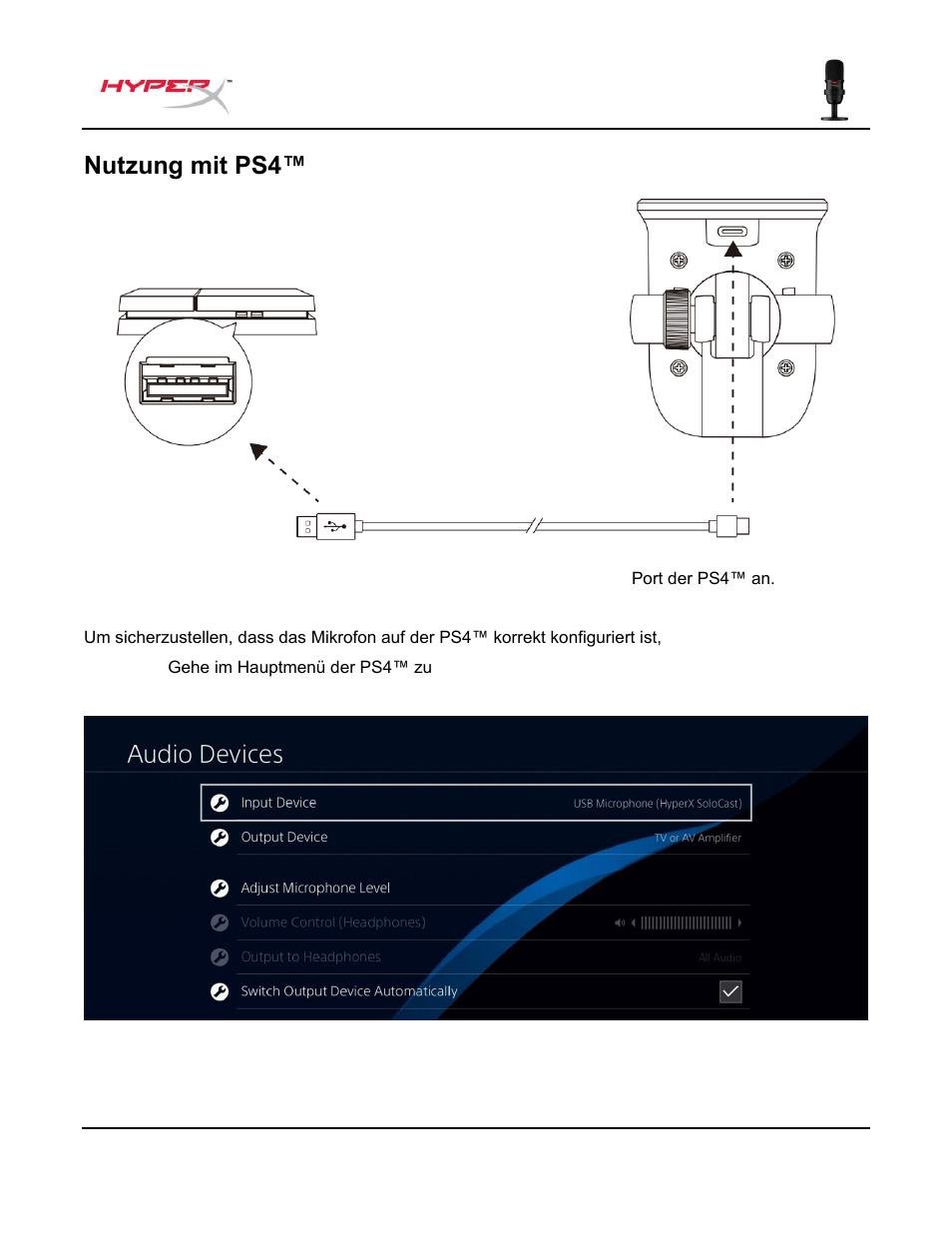Nutz, Ung mit ps4, Nutzung mit ps4 | HyperX SoloCast USB Condenser Microphone User Manual | Page 33 / 193