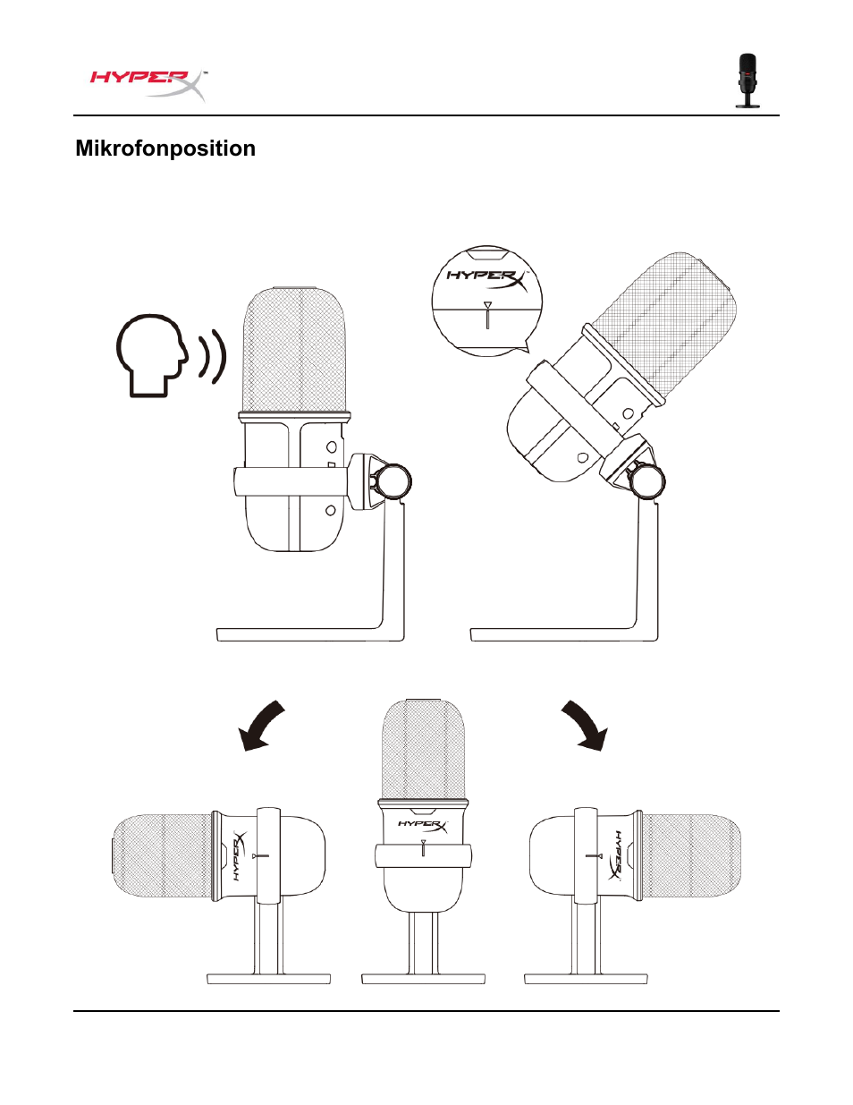 Mikrofonposition | HyperX SoloCast USB Condenser Microphone User Manual | Page 34 / 193