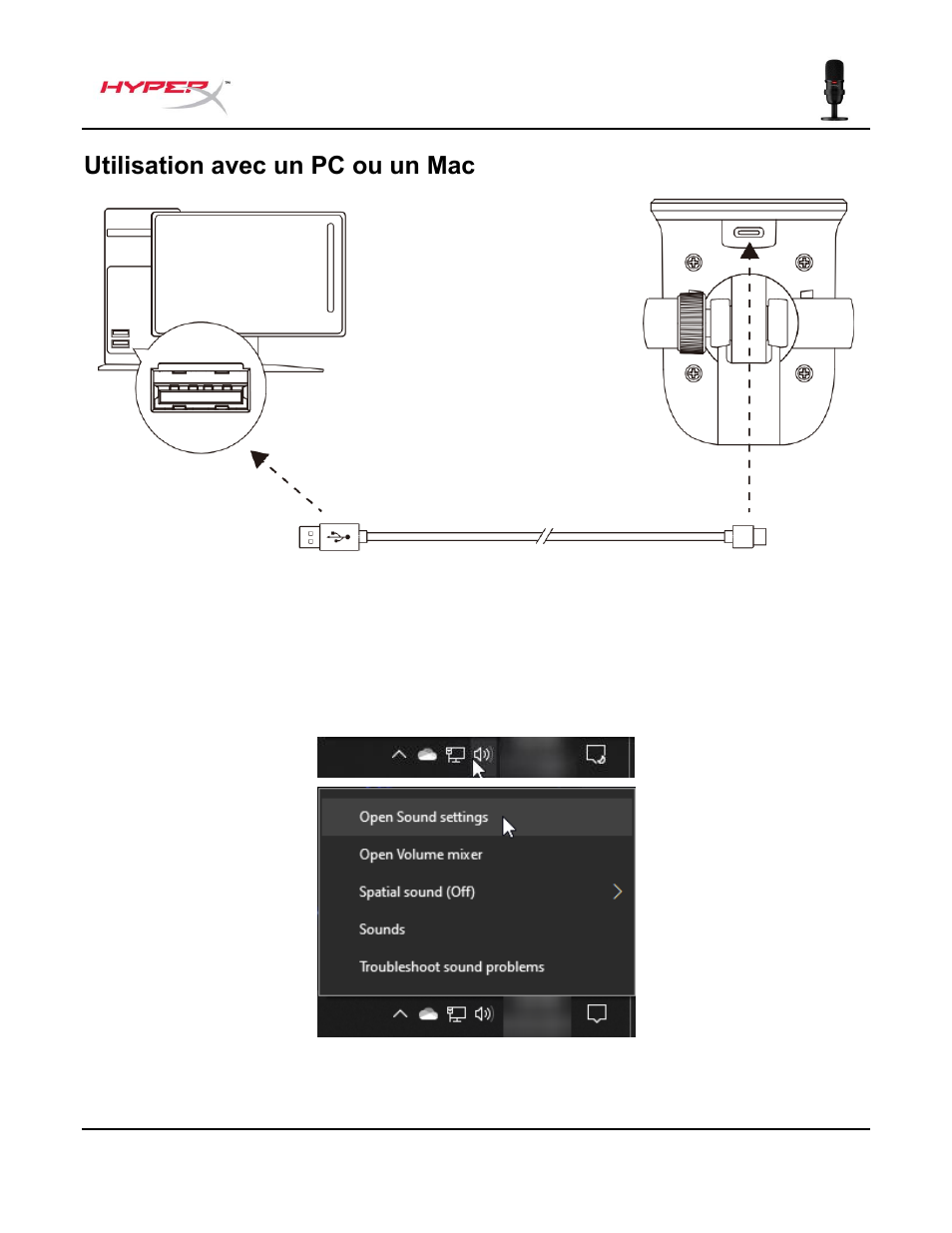 Utilisation avec un pc ou un mac | HyperX SoloCast USB Condenser Microphone User Manual | Page 42 / 193