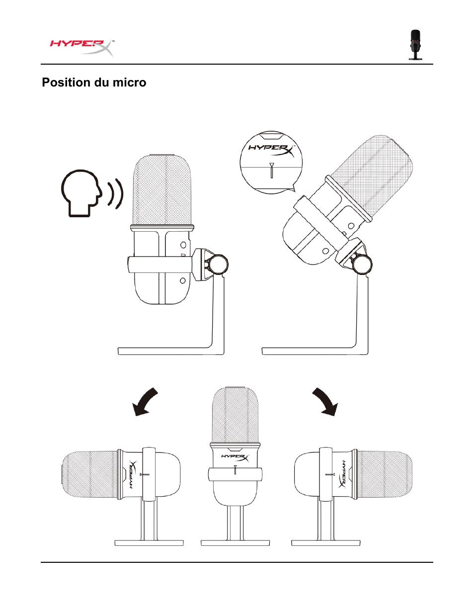 Position du micro | HyperX SoloCast USB Condenser Microphone User Manual | Page 46 / 193