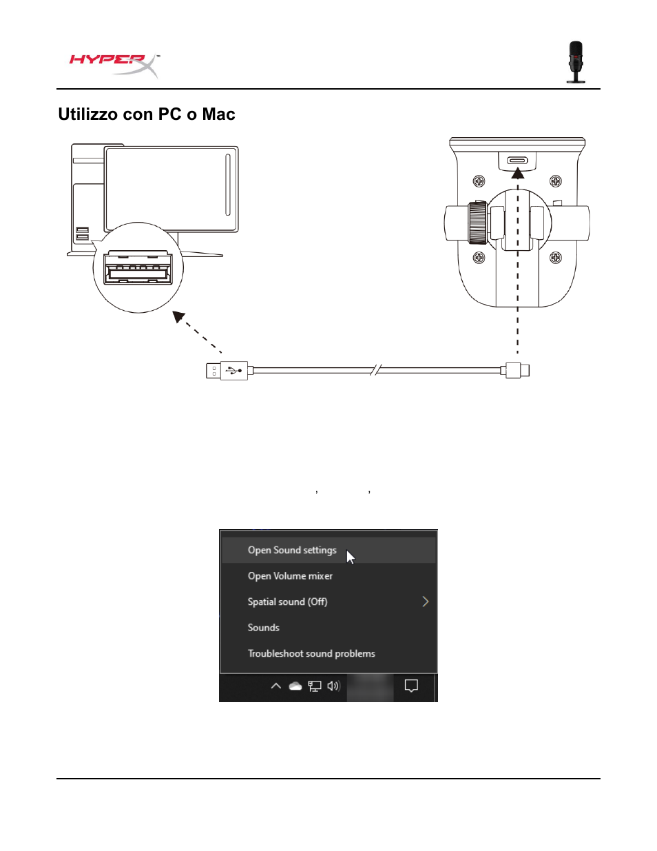 Utilizzo con pc o mac | HyperX SoloCast USB Condenser Microphone User Manual | Page 54 / 193