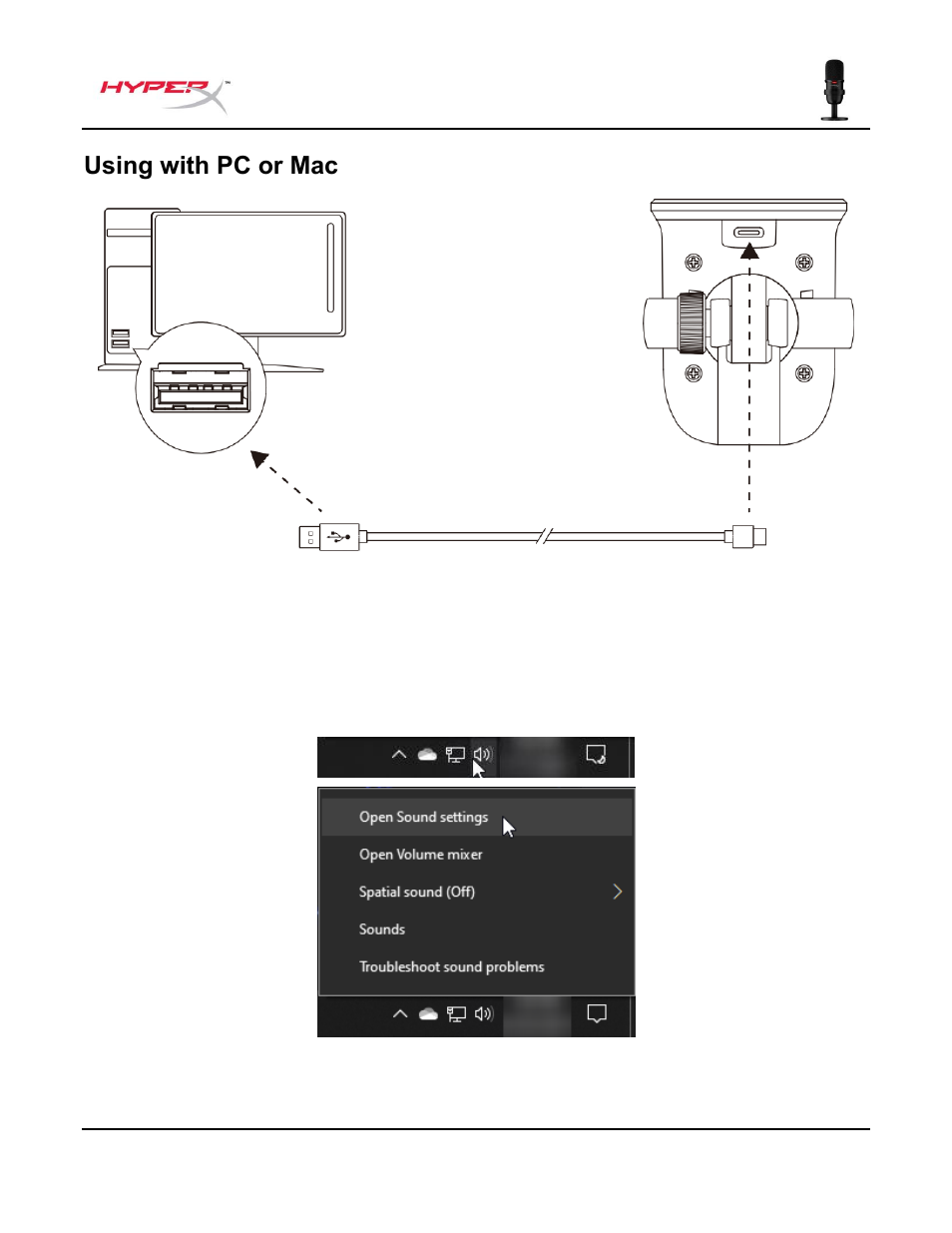Using with pc or mac | HyperX SoloCast USB Condenser Microphone User Manual | Page 66 / 193