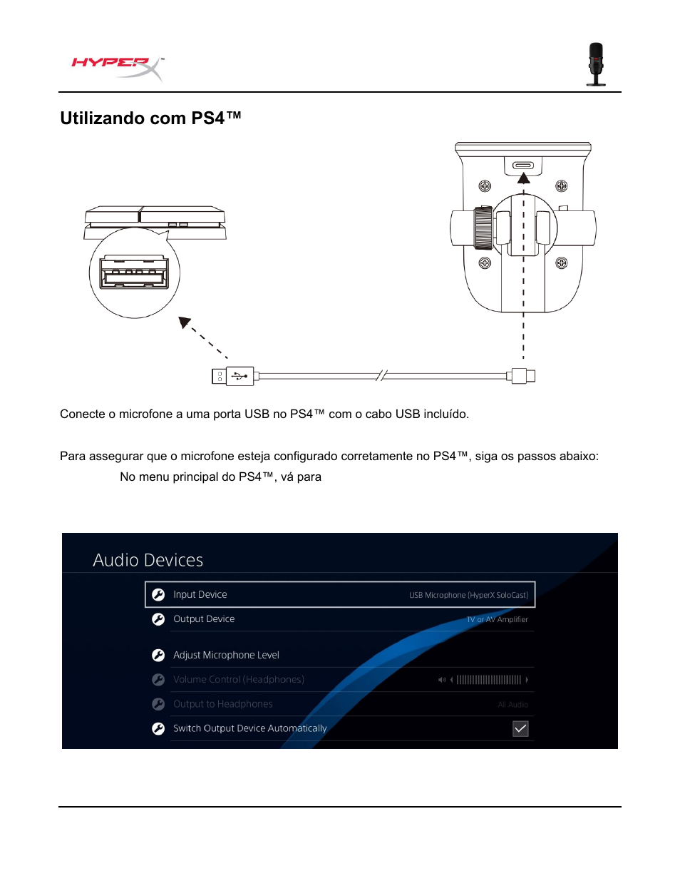 Utilizando com, Utilizando com ps4 | HyperX SoloCast USB Condenser Microphone User Manual | Page 69 / 193