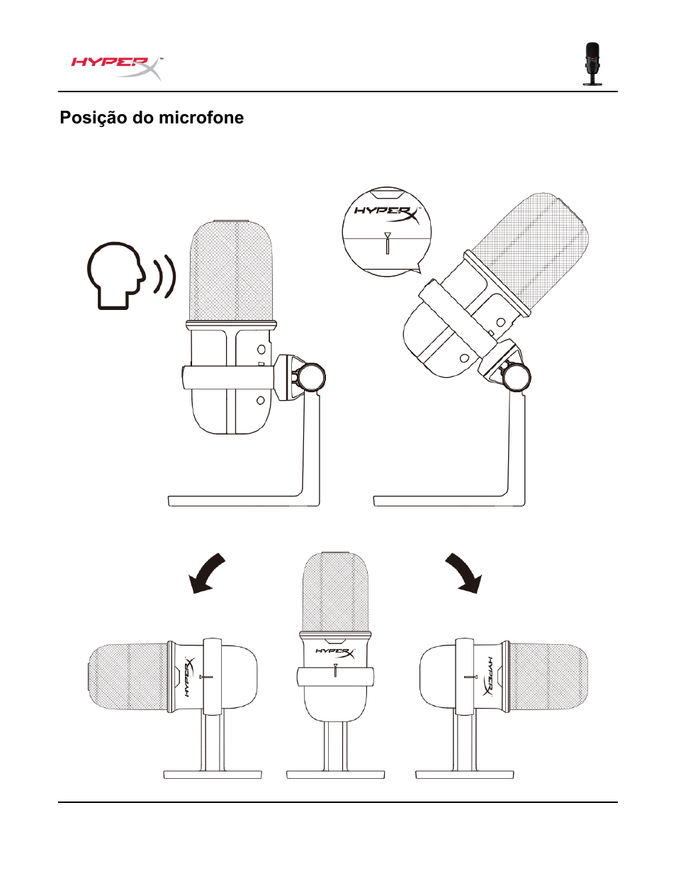 Posição do microfone | HyperX SoloCast USB Condenser Microphone User Manual | Page 70 / 193