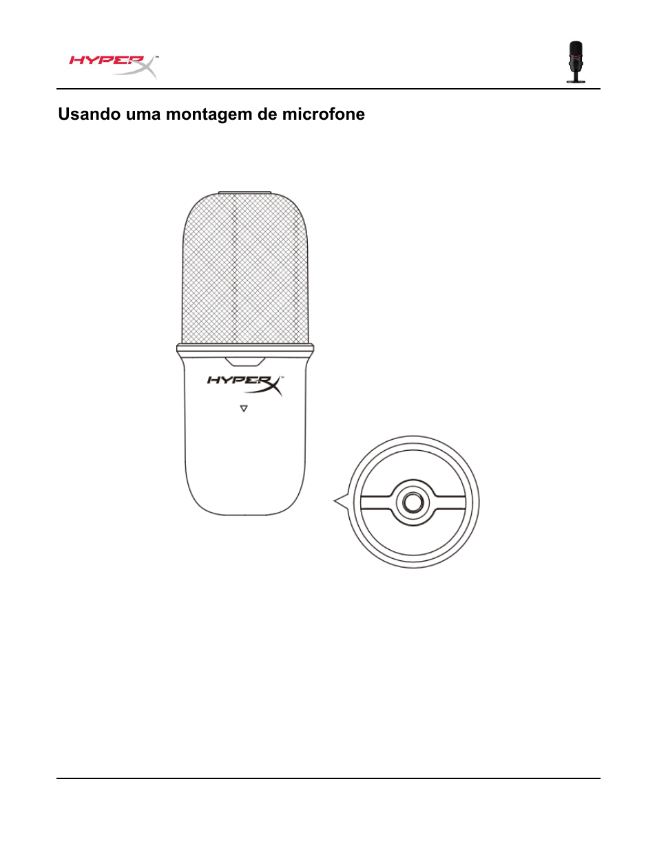 Usando uma montagem de microfone | HyperX SoloCast USB Condenser Microphone User Manual | Page 72 / 193