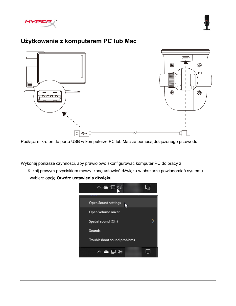 Użytkowanie z komputerem pc lub mac | HyperX SoloCast USB Condenser Microphone User Manual | Page 78 / 193
