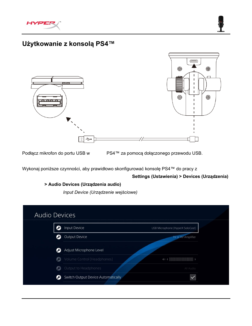Użytkowanie z konsolą ps4 | HyperX SoloCast USB Condenser Microphone User Manual | Page 81 / 193