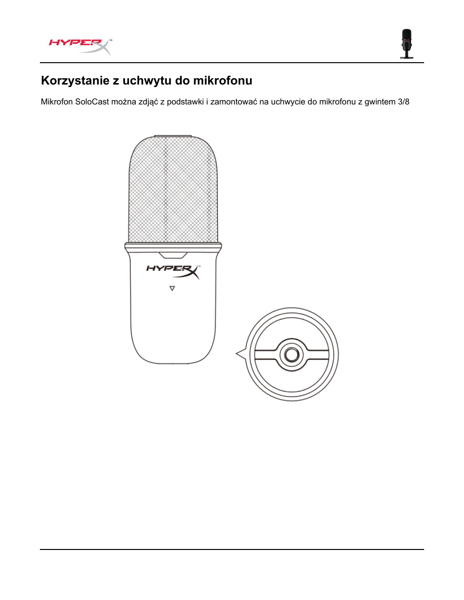 Korzystanie z uchwytu do mikrofonu | HyperX SoloCast USB Condenser Microphone User Manual | Page 84 / 193