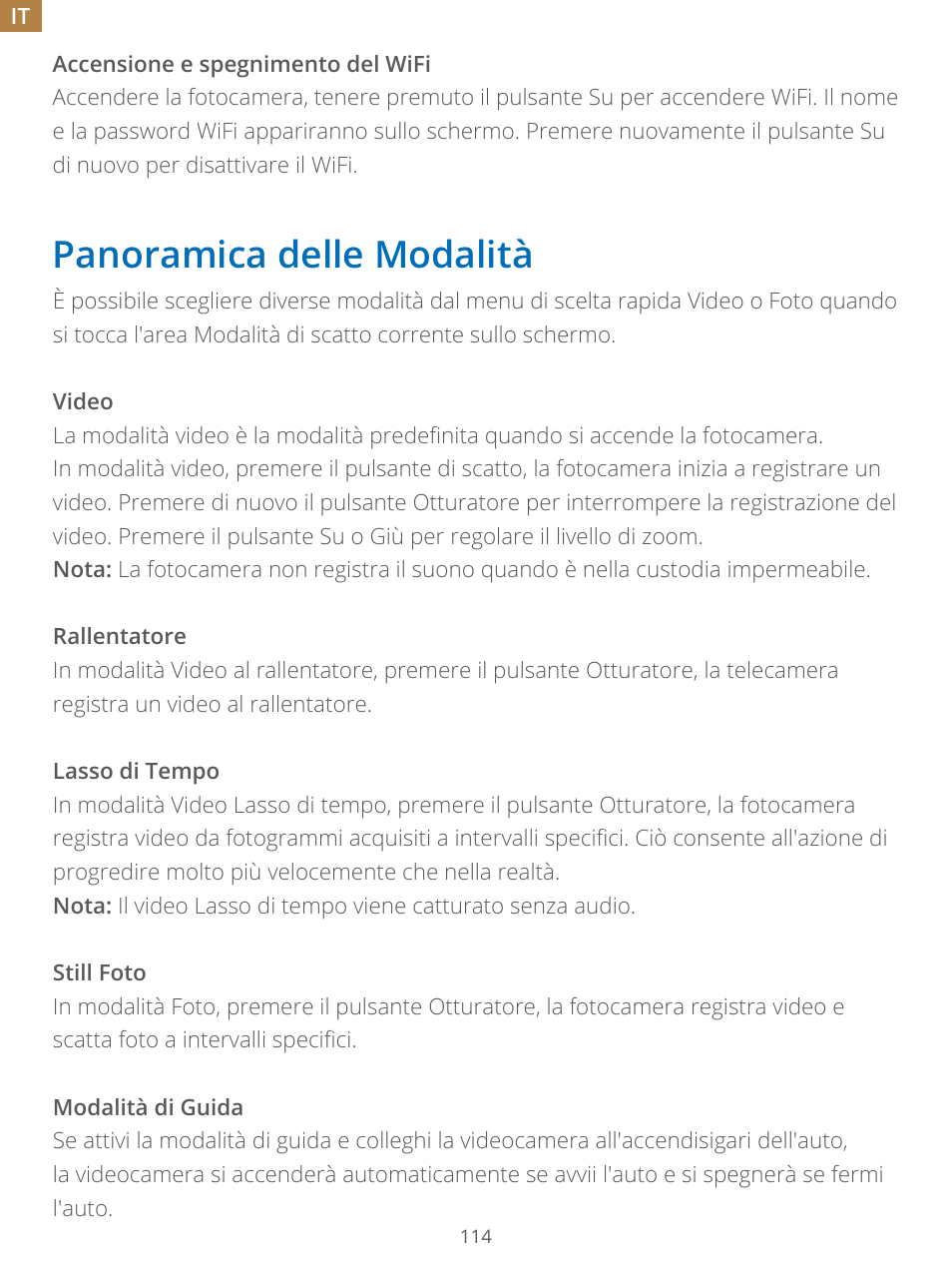 Panoramica delle modalità | AKASO Brave 7 Action Camera User Manual | Page 115 / 159