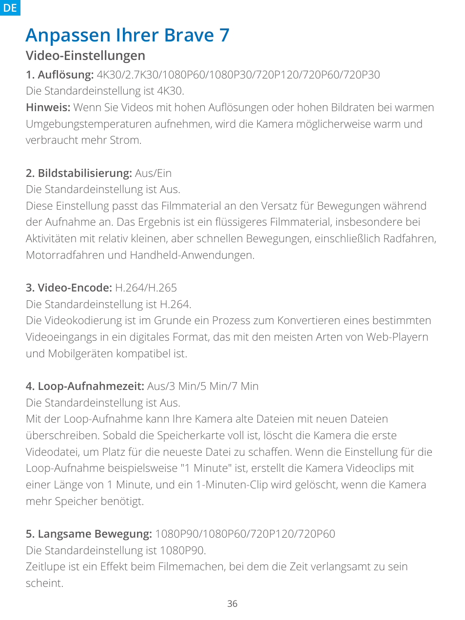 Anpassen ihrer brave 7 | AKASO Brave 7 Action Camera User Manual | Page 38 / 159