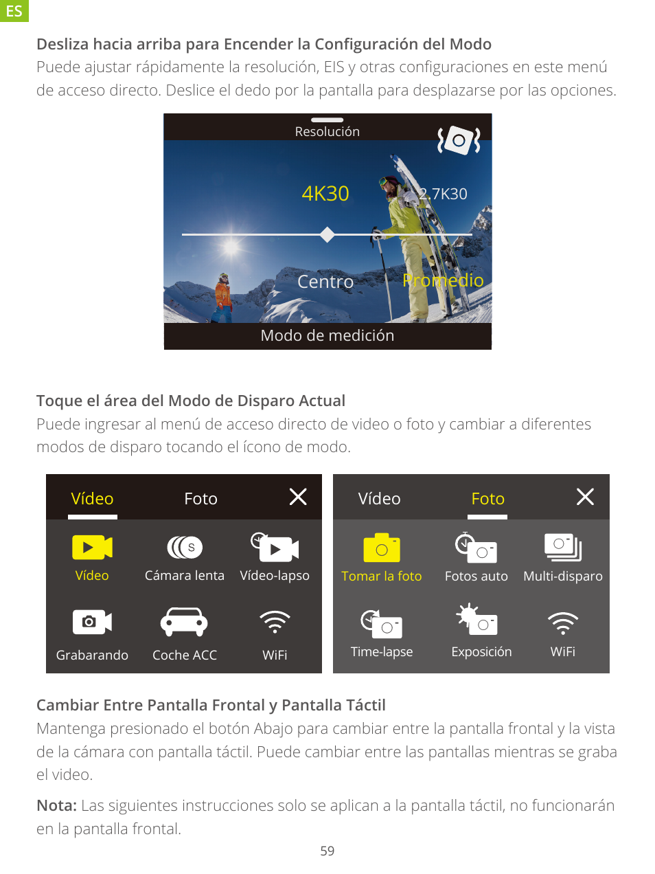 4k30, Centro, Promedio | AKASO Brave 7 Action Camera User Manual | Page 61 / 159