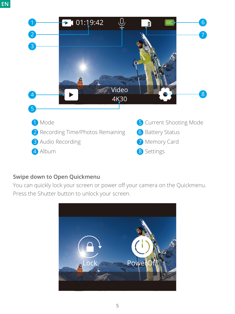 Lock poweroﬀ | AKASO Brave 7 Action Camera User Manual | Page 7 / 159