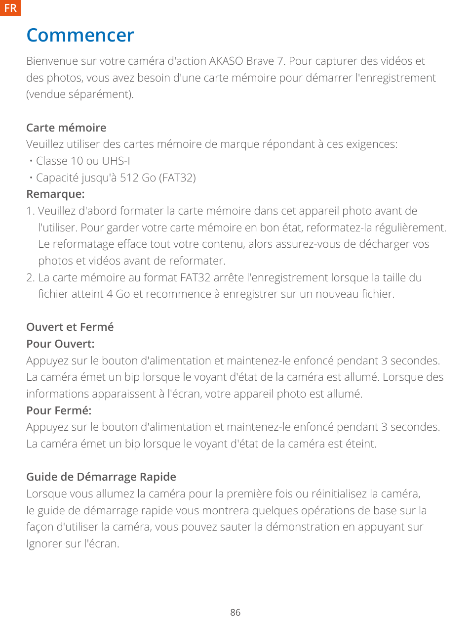 Commencer | AKASO Brave 7 Action Camera User Manual | Page 88 / 159
